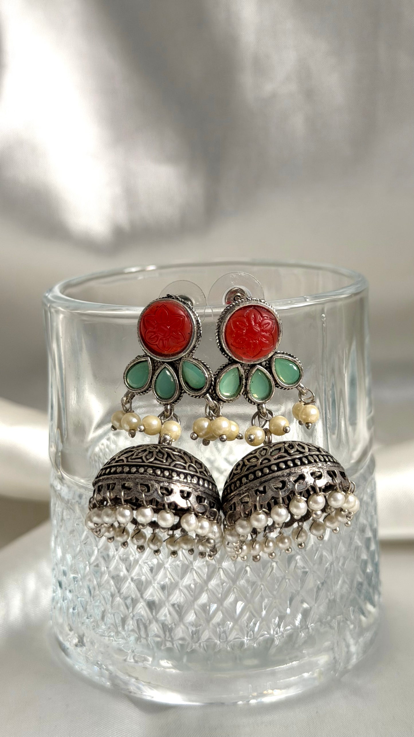 Damla Detaylı Jhumka Küpeler