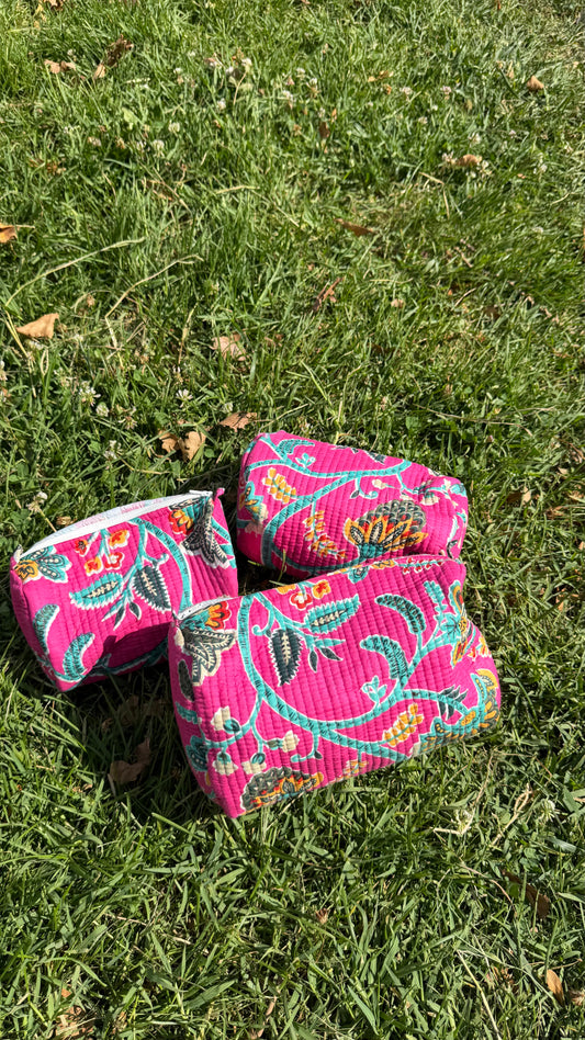 Çiçek detaylı Jaipuri Make-up Bags