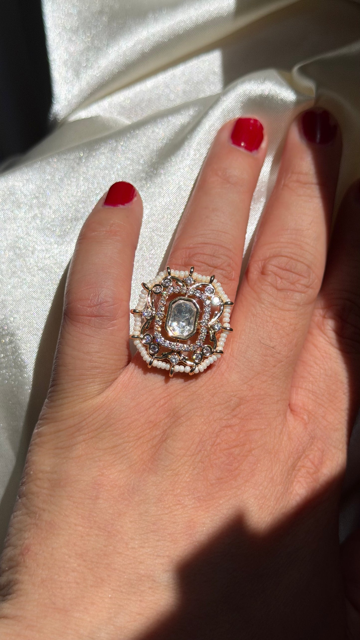 Polki Pearl Ring