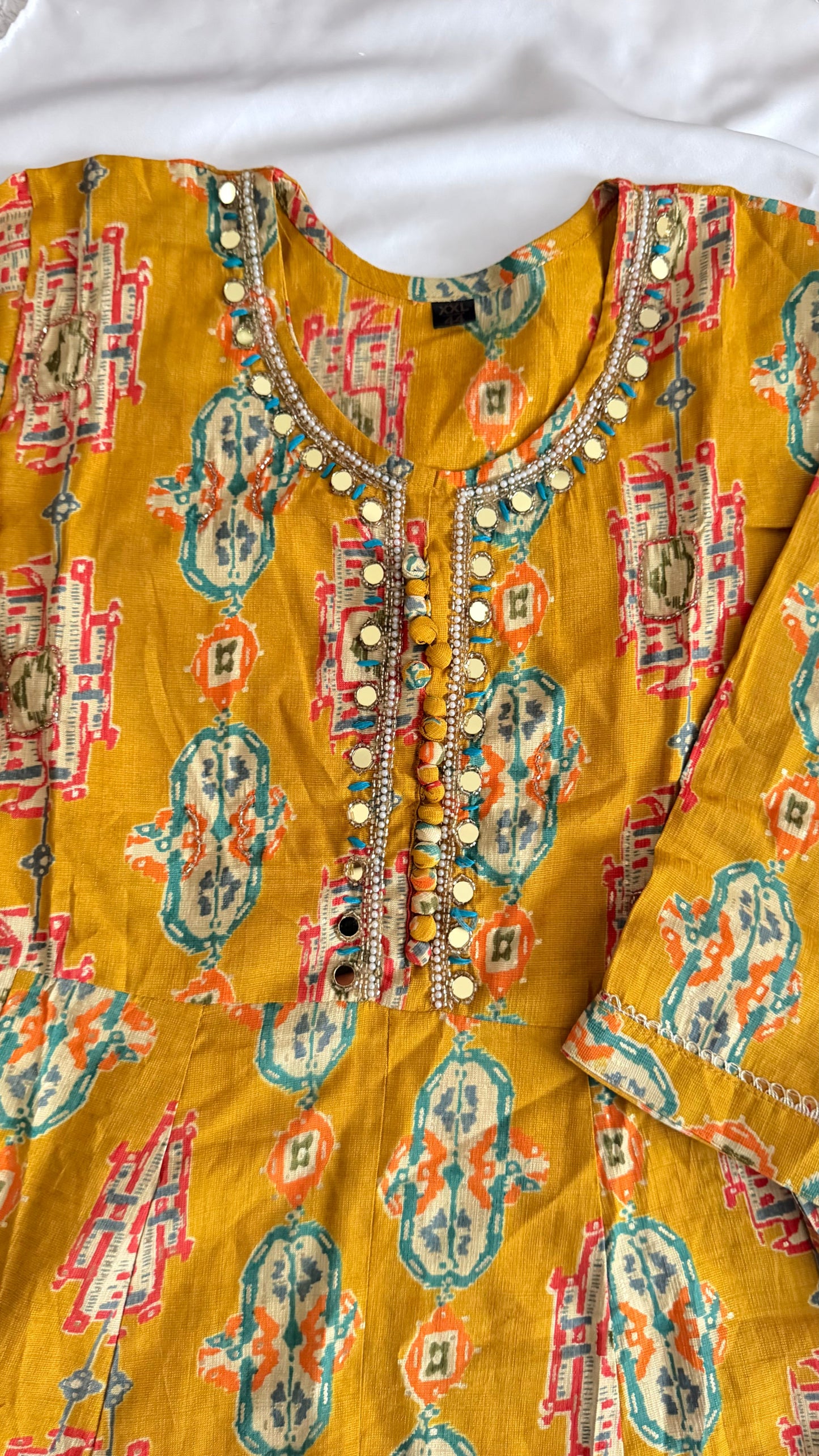 Ayna Detaylı Boncuk Anarkali