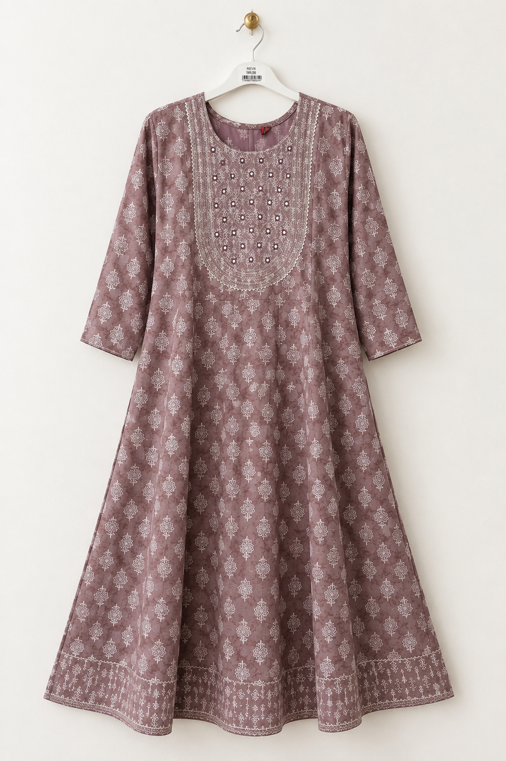 Lila Blok Baskı Anarkali