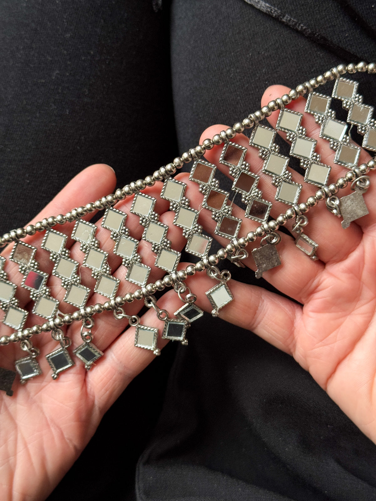Mirror Choker ve Küpe Seti