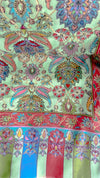 Pastel Yeşil Otantik Kaşmir İşlemeli Şal
