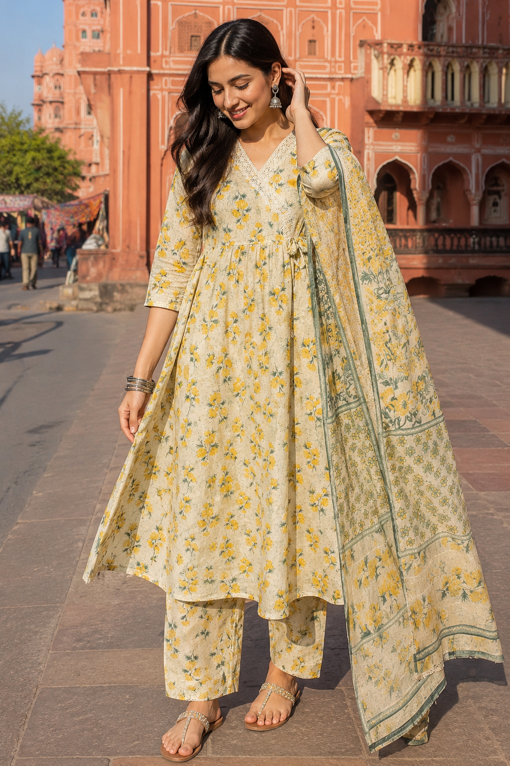 Flower Anarkali Indian Dress