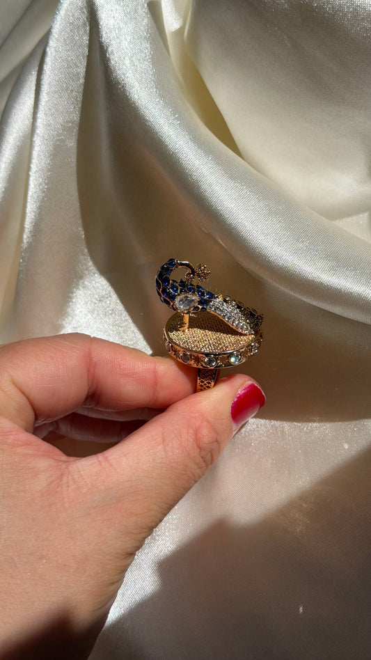 Tavus Kuşlu Swarovski Yüzük