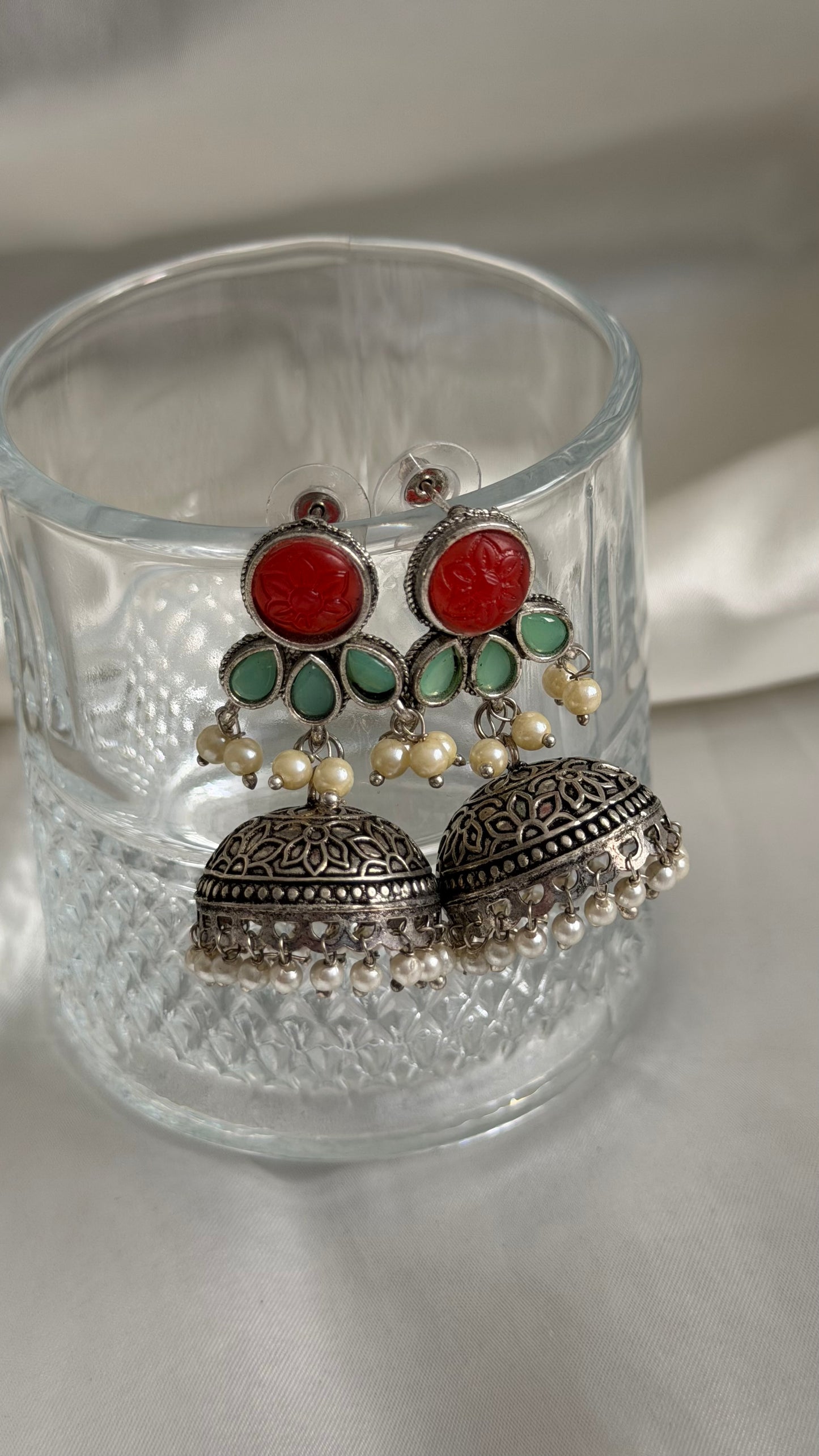 Damla Detaylı Jhumka Küpeler
