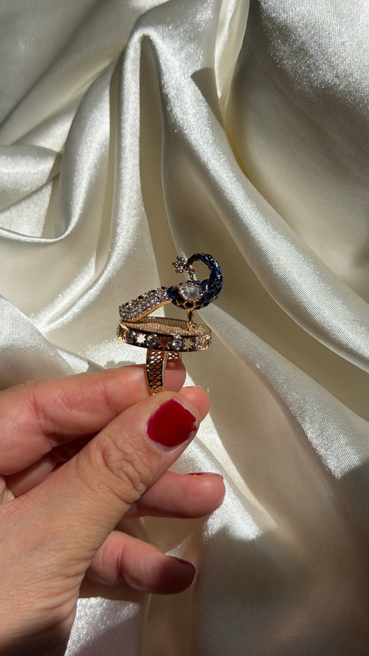 Tavus Kuşlu Swarovski Yüzük