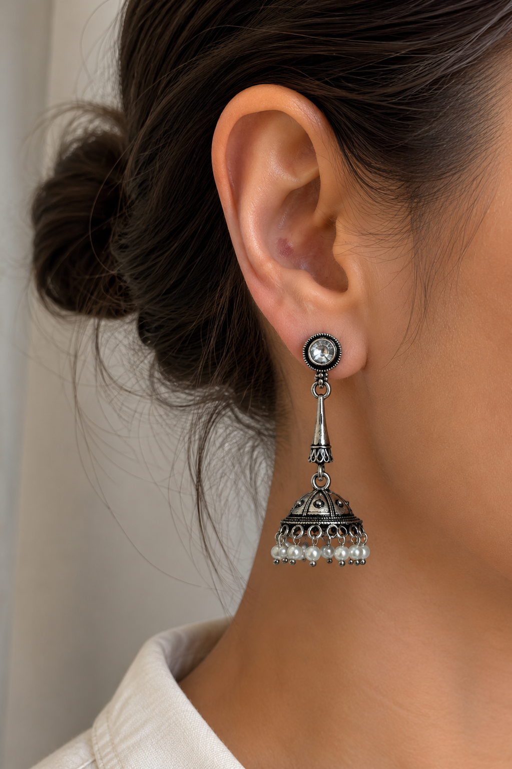 Silver Jhumkas