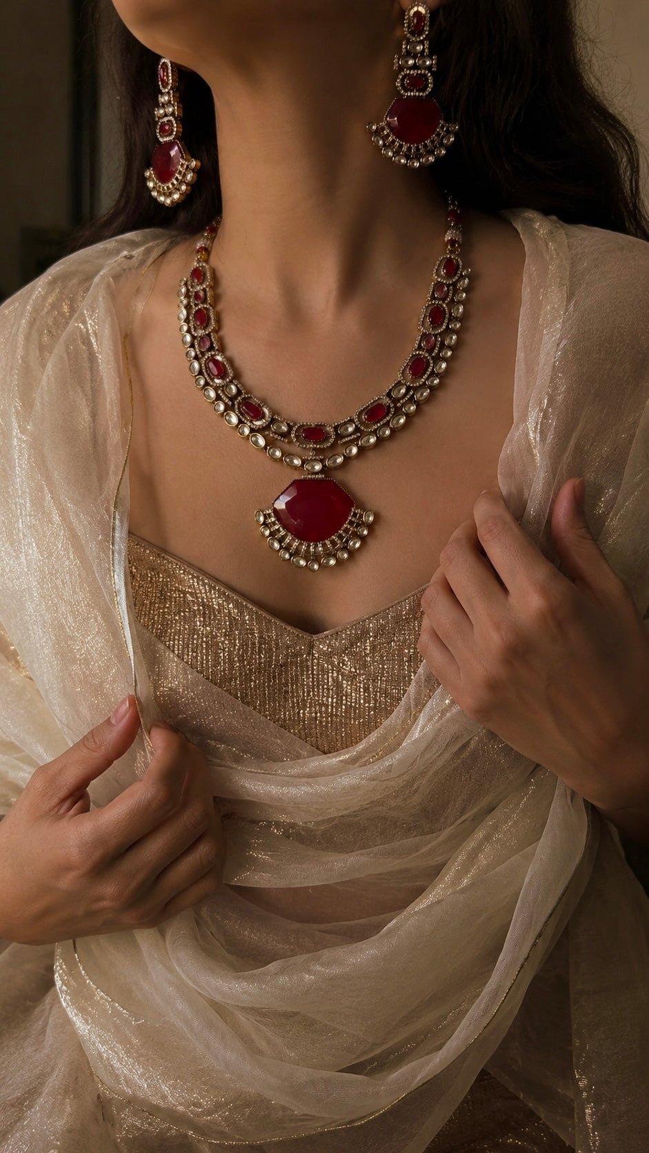 Polki Quarz Taşlı Designer Set