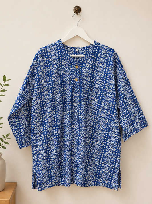 Blue Detailed Kurta Tunik