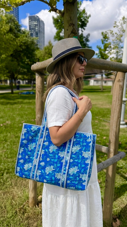 Hint Desenli Jaipuri Tote Çanta