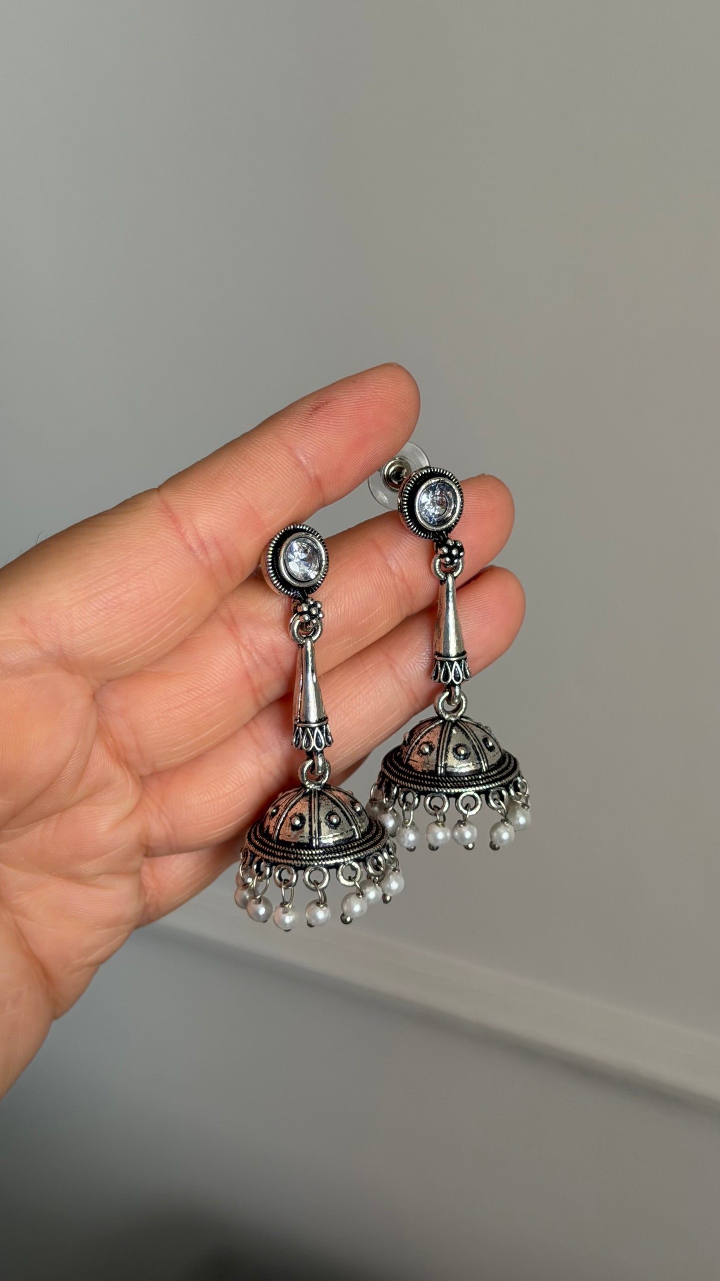 Silver Jhumkas