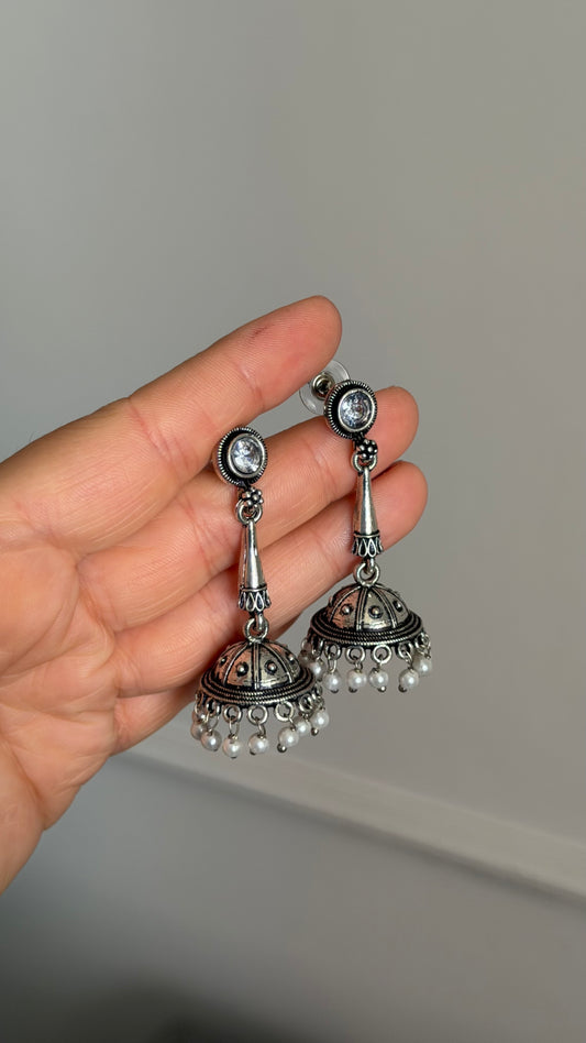 Silver Jhumkas