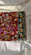 Bordo Klasik Kaşmir İşlemeli Şal