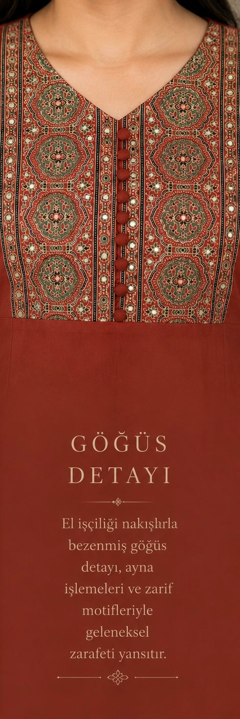 Ajrak Desenli Anarkali