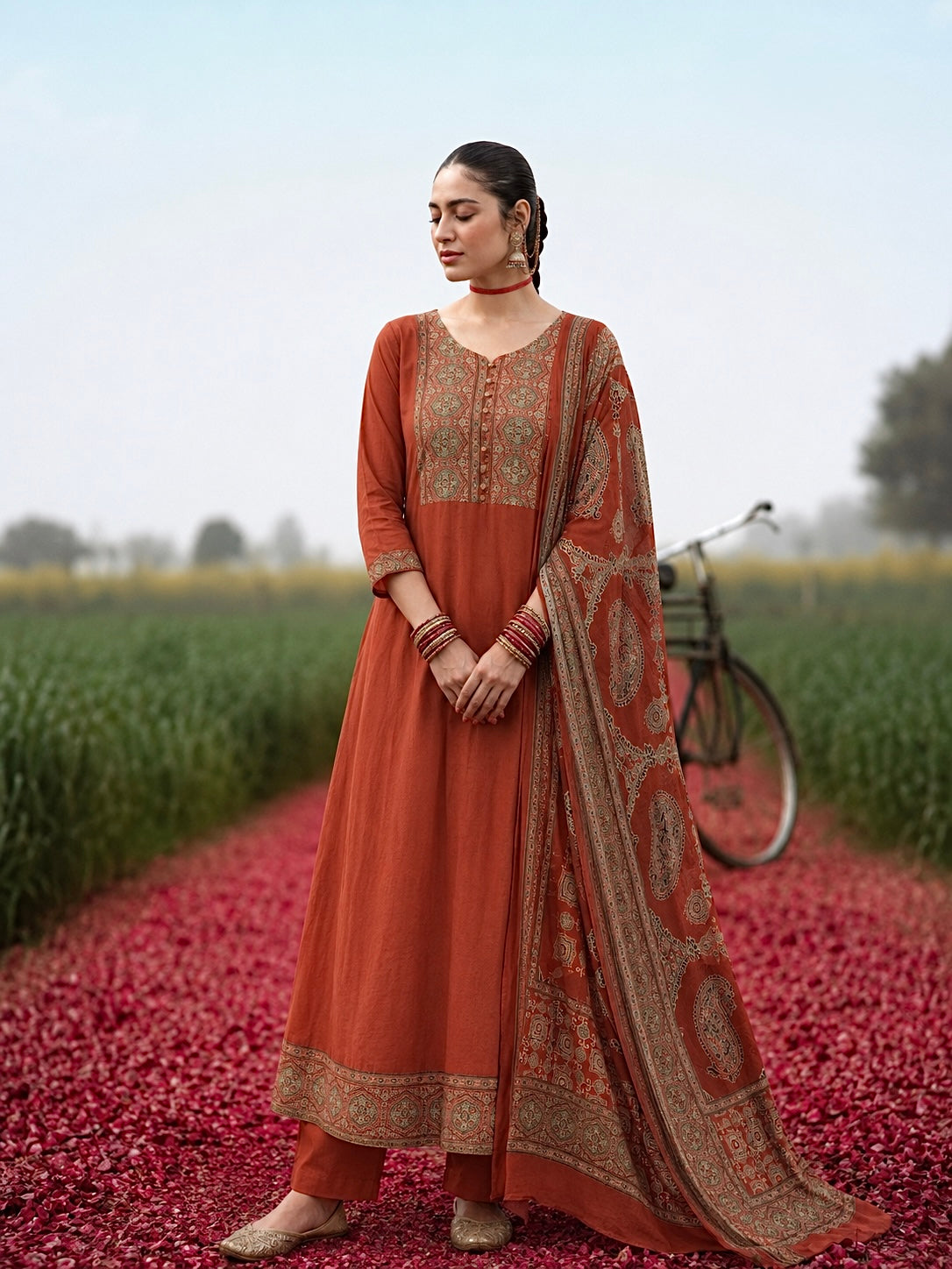 Ajrak Desenli Anarkali