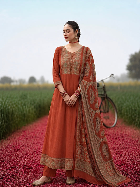 Ajrak Desenli Anarkali