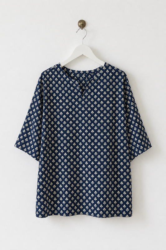 Navy Flores Tunik