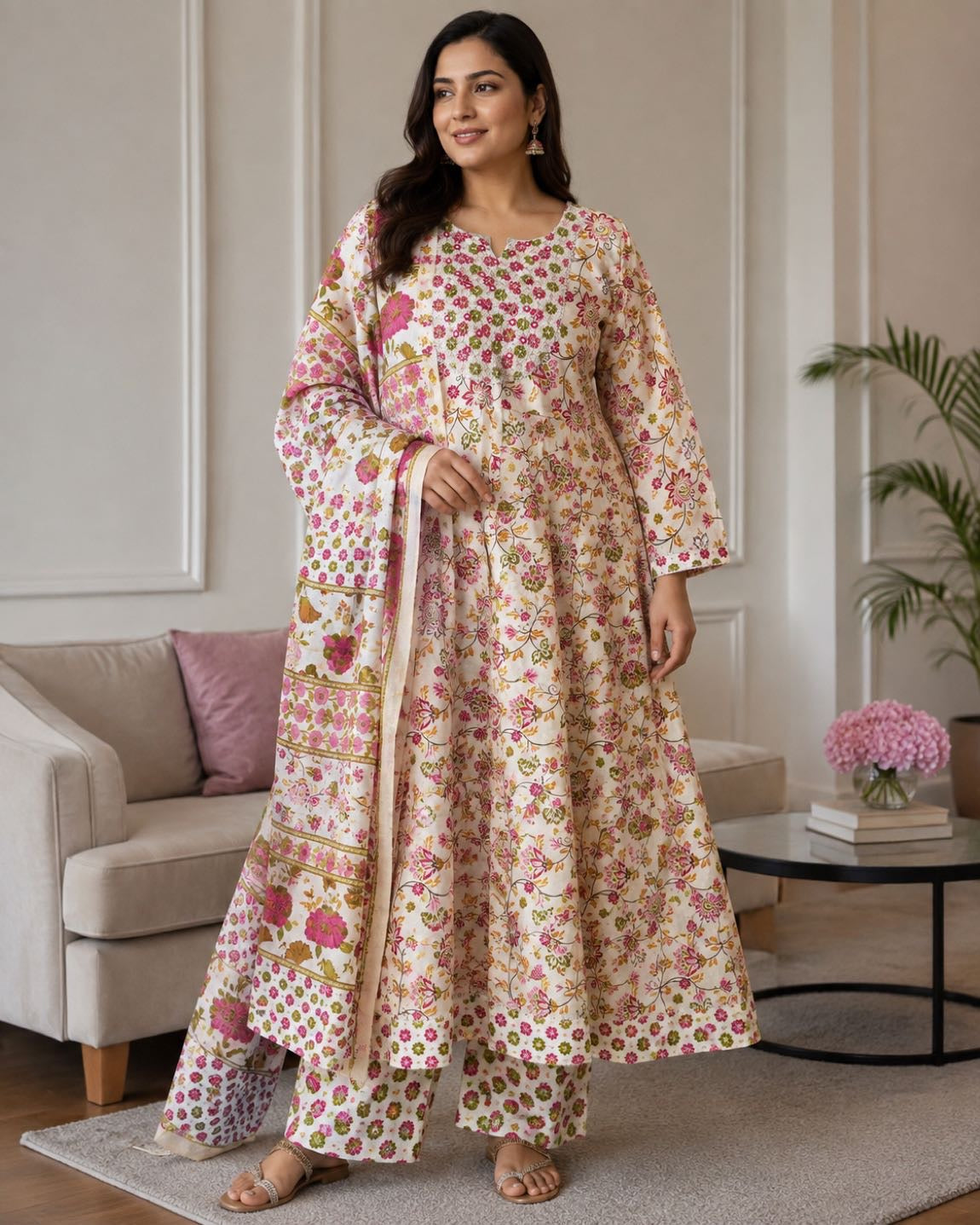 Flower Anarkali Hint Elbise Seti