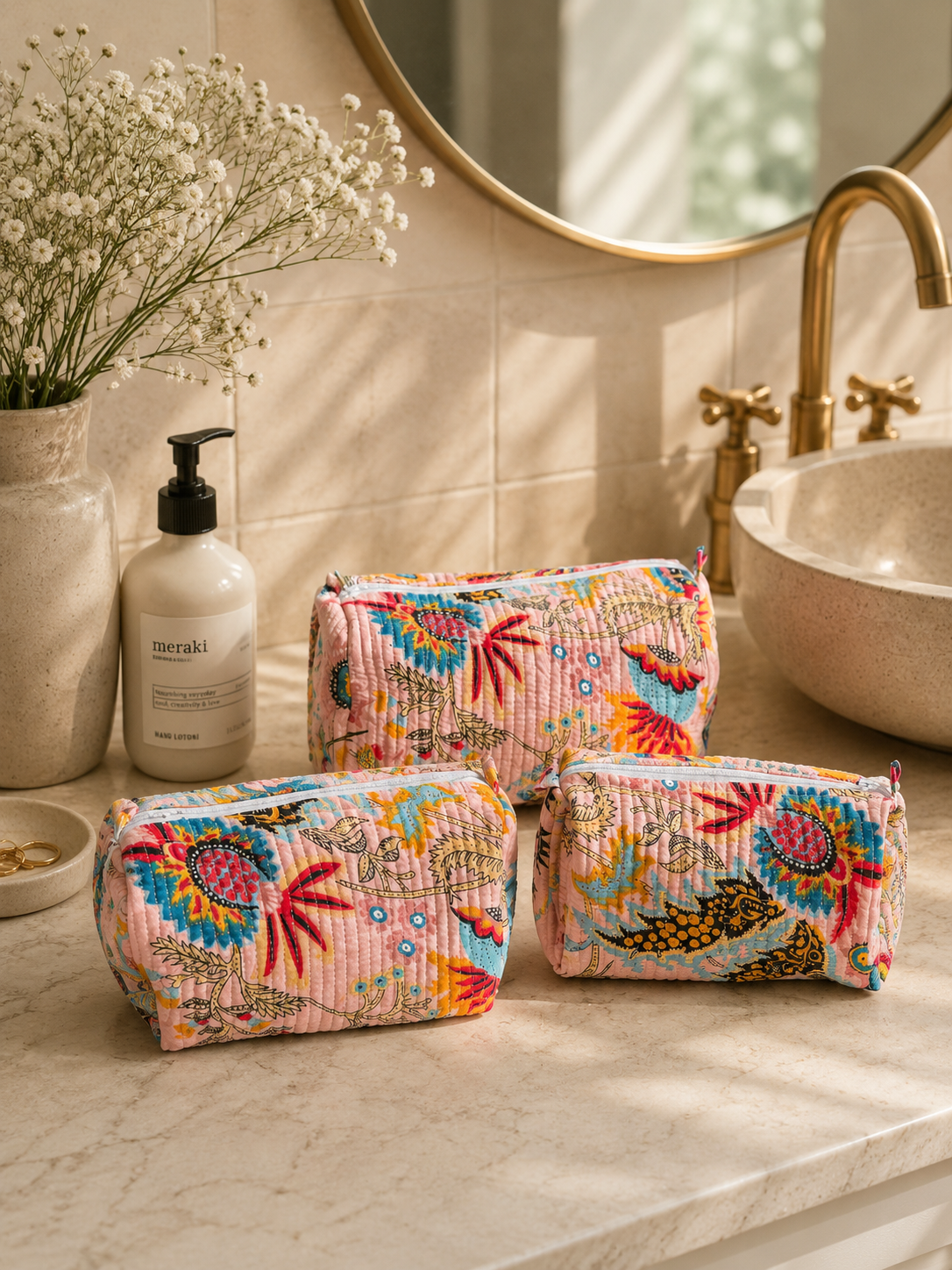 Jaipuri Baby Pink Make-up Bags